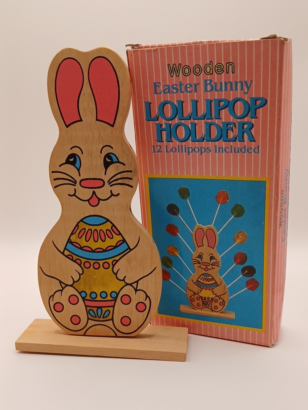 Vintage Wooden Easter Bunny Lollipop Holder Without Lollipops